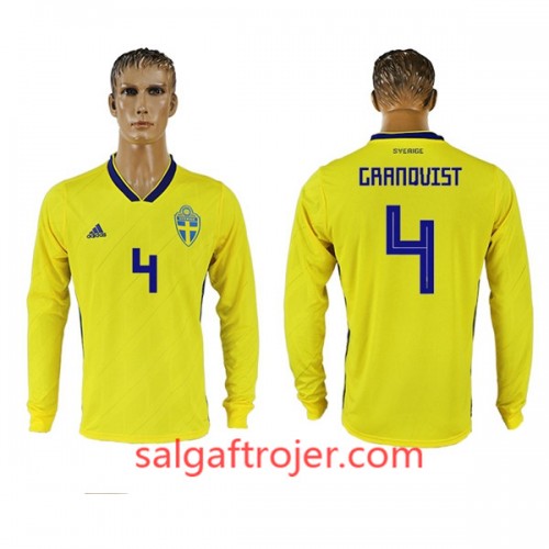 Sverige Fodboldtrøjer Granqvist 4 Hjemmebanesæt VM 2018 Langærmet Sverige Fodboldtrøjer Granqvist 4 Hjemmebanesæt VM 2018 Langærmet